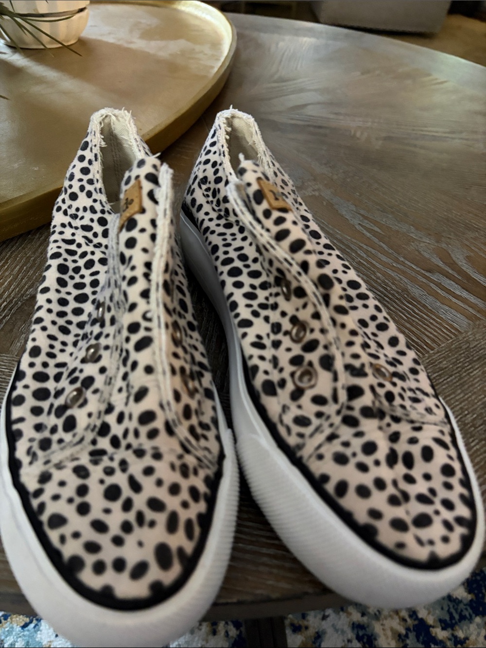 Mudd - Spot Print Slip-On Sneakers - Cream and Dark Brown - Picture 2 of 5